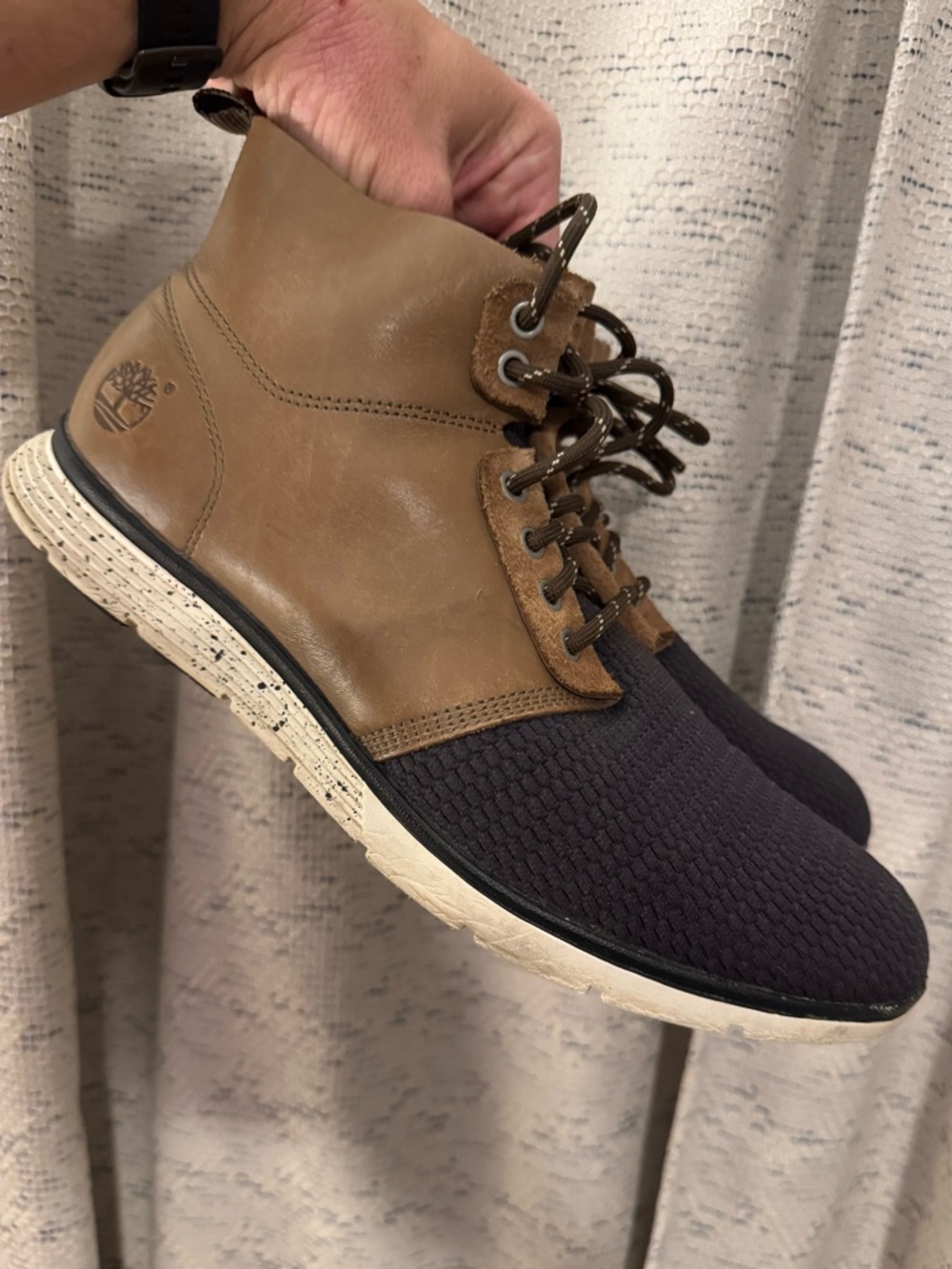 Timberland Men's Brown and Navy Casual Chukka Boots, Ver lightly worn!